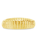 Ribbed open bombe ring in gold and silver tones with adjustable open band