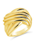 Plié Textured Statement Ring in 14K gold with unique textured design and 3.6mm band