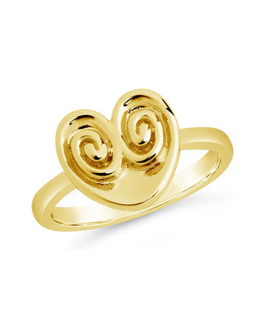 Palmier Signet Ring in 14K gold with intricate palmier design and 2.5mm band
