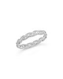 Sterling silver braided twist band ring in silver, gold, and rose gold tones, 3mm lead-free band