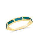 Malachite Baguette Eternity Band Ring 14K gold or rhodium plated brass with green malachite stones in half eternity setting