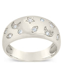 CZ Star and Crescent Bezel Dome Band Ring