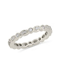 Sterling silver CZ bezel band ring with cubic zirconia stones, 2.5mm band, available in gold and silver tones