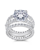 Sterling Silver Brilliant Engagement Ring Set of 3