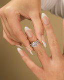 Sterling Silver Brilliant Engagement Ring Set of 3