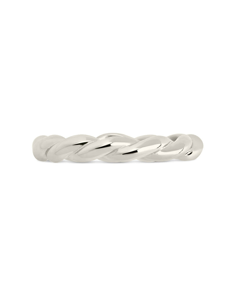 Sterling Silver Nixie Twist Band Ring with intertwined smooth and textured 3mm band design