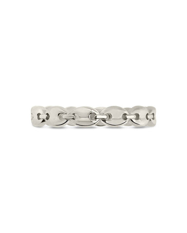 Sterling Silver Janie Anchor Chain Ring with 3mm anchor link band, lead and nickel free, 14k gold plated option available