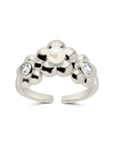 June CZ & Pearl Blossom Open Band Ring