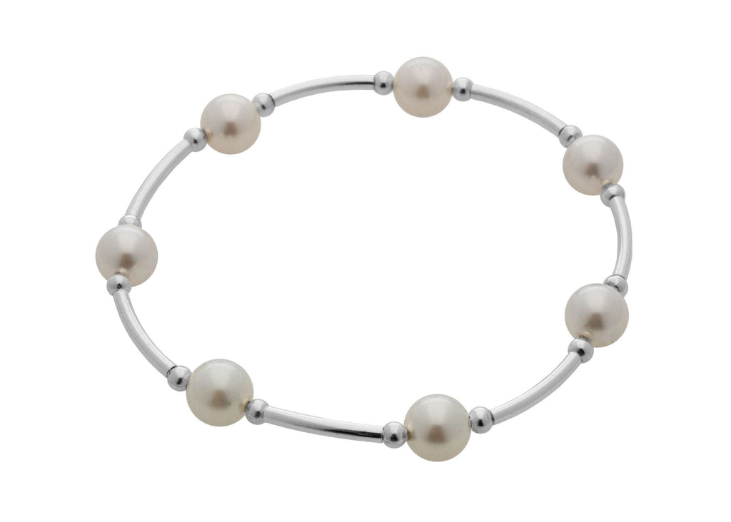 Blessings White Pearl Bracelet 8 MM with sterling silver components.