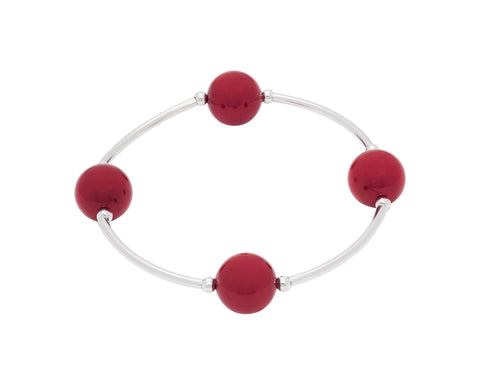 Count Your Blessings red coral pearl bracelet with sterling silver and gift box