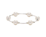 White Pearl Blessing Bracelet with 10mm Swarovski Pearls and Sterling Silver.