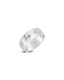 14K gold and rhodium plated cubic zirconia Starburst Band Ring with 7mm band, perfect for stacking and glam gifts