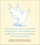 Blessings inspirational card with dove and olive branch design.