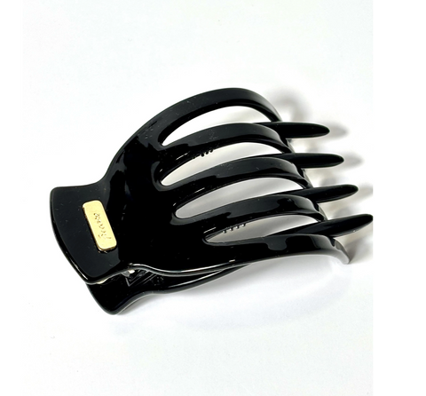 Ficcare Yara Yoga Clip black Italian acetate hair clip for secure yoga hairstyle