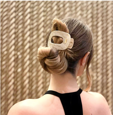 Ficcare Ohana Oval Yoga Clip large Italian acetate hair clip with strong springs and glossy finish