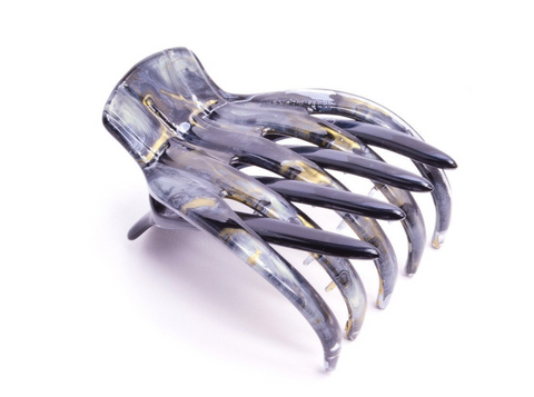Medusa's Heirlooms small French yoga clip in gris, hand-painted, 2.25-inch hair accessory for thin hair