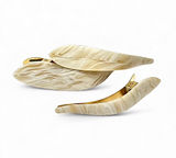 Maximas Allure Collection Italian acetate hair clip in sand dunes pattern, hand-made 18k gold plated brass base