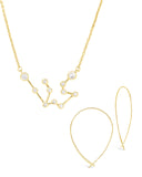 When Stars Align constellation necklace and delicate threader earrings set in 14K gold with cubic zirconia
