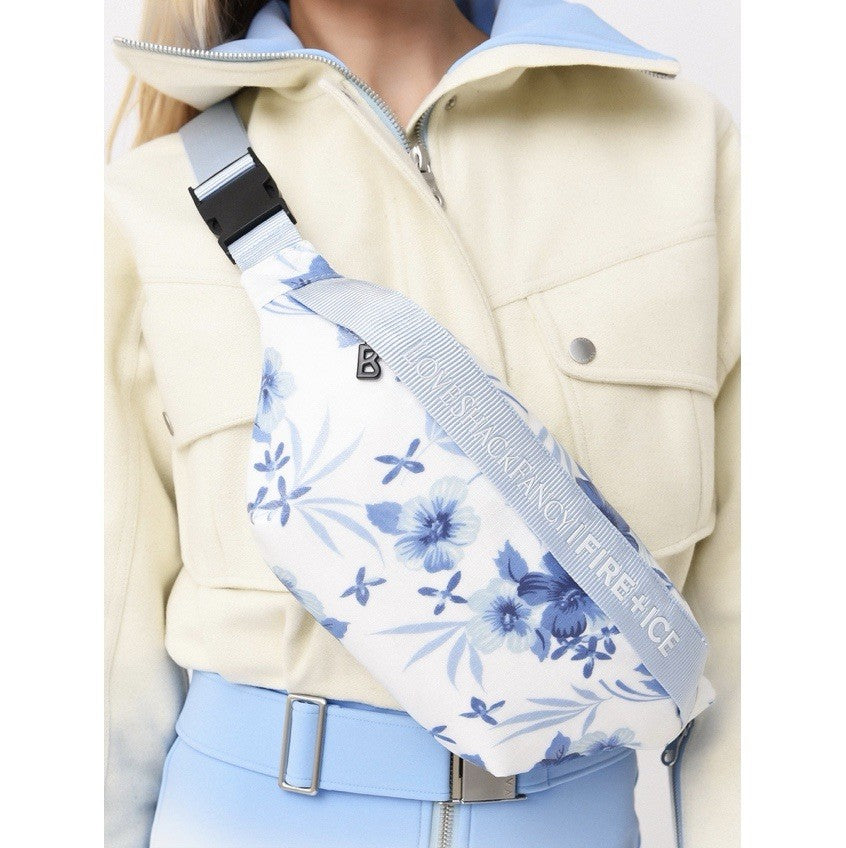 Limited edition Love Shack Fancy x Bogner waist belt pack with floral design and adjustable strap
