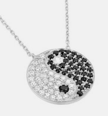 Yin Yang Sterling Silver & Cubic Zirconia Necklace -  RHEAS.ONLINE