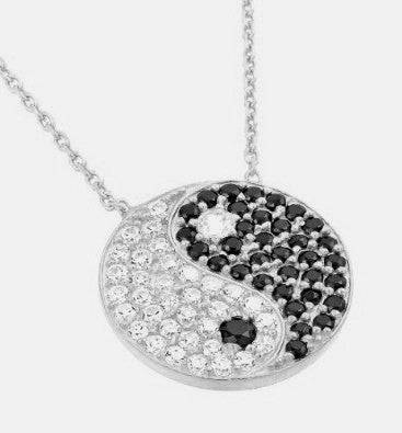 Yin Yang Sterling Silver & Cubic Zirconia Necklace -  RHEAS.ONLINE