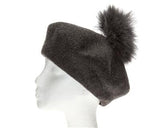 Wool Beret with detachable Ostrich Pom Pom -  RHEAS.ONLINE