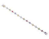 Rainbow Cubic Zirconia Tennis Bracelet with Rhodium Plating