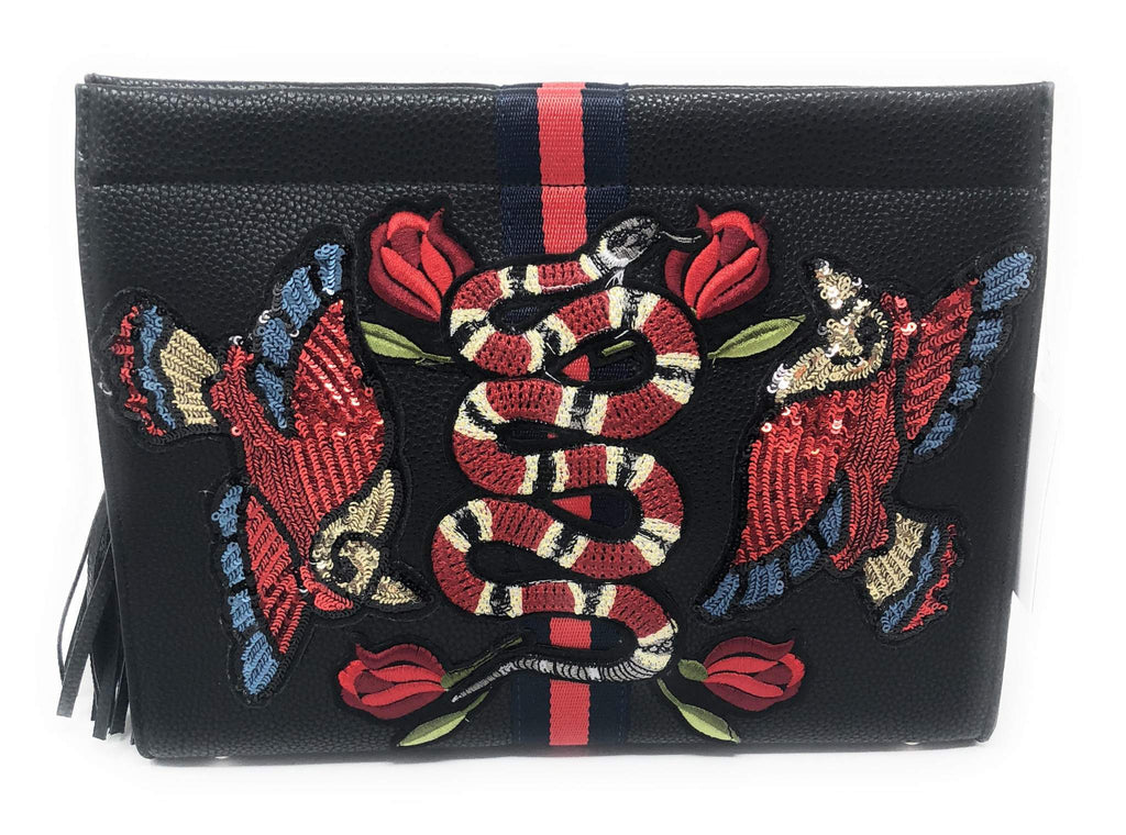 INZI Snake & Birds Clutch Handbag