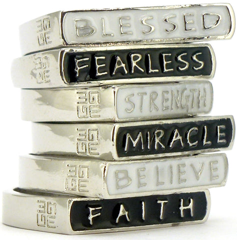 GOOD WORKS BLESSED, FEARLESS, STRENGTH, FAITH CLASSY RINGS -  RHEAS.ONLINE