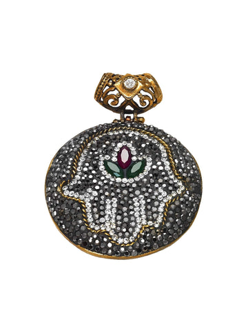 Handmade Turkish Sterling Silver Ruby & Emerald Hamsa Pendant -  RHEAS.ONLINE