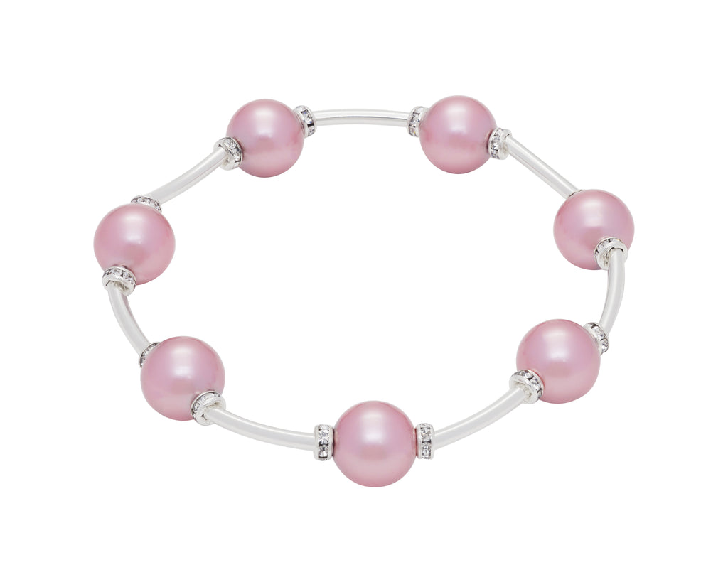 Count Your Blessings Crystal & Pearl Bracelet, Pink 10mm -  RHEAS.ONLINE
