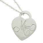 STERLING SILVER HEART NECKLACE ENGRAVED FOR MOM -  RHEAS.ONLINE