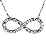 Sterling Silver & CZ Infinity Necklace 16" -  RHEAS.ONLINE