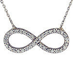 Sterling Silver & CZ Infinity Necklace 16" -  RHEAS.ONLINE