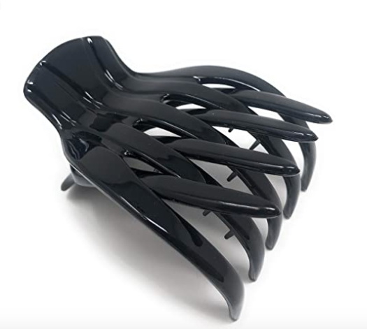 Medusa's Heirlooms Large French Yoga Clip in black, holds thick hair securely.