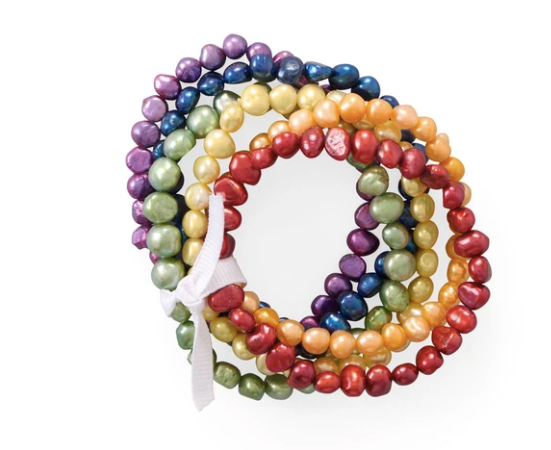Rainbow Cultured Freshwater Pearl Bracelets ( Set of 5 )