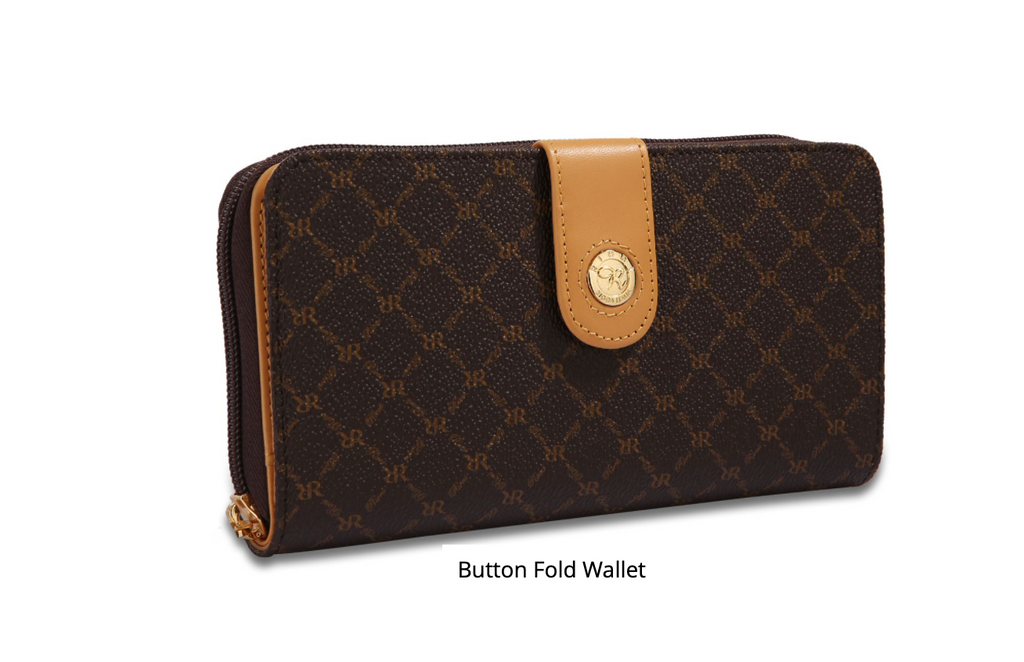 LOUIS VUITTON LONG BUTTON WALLET LEATHER BROWN