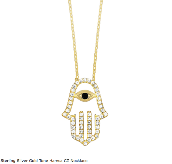 Cubic Zirconia Hamsa & Evil Eye Goldtone Necklace -  RHEAS.ONLINE