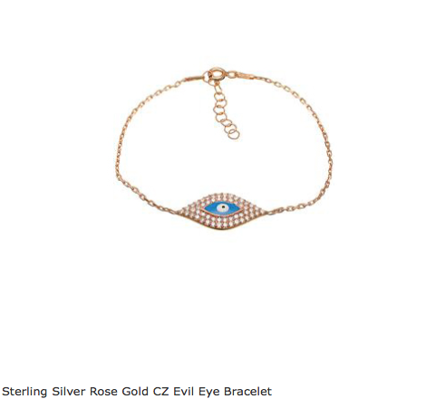 Sterling Silver Rose Gold CZ Evil Eye Bracelet -  RHEAS.ONLINE