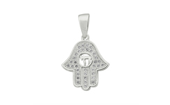 Sterling Silver & Cubic Zirconia Hamsa Pendant -  RHEAS.ONLINE